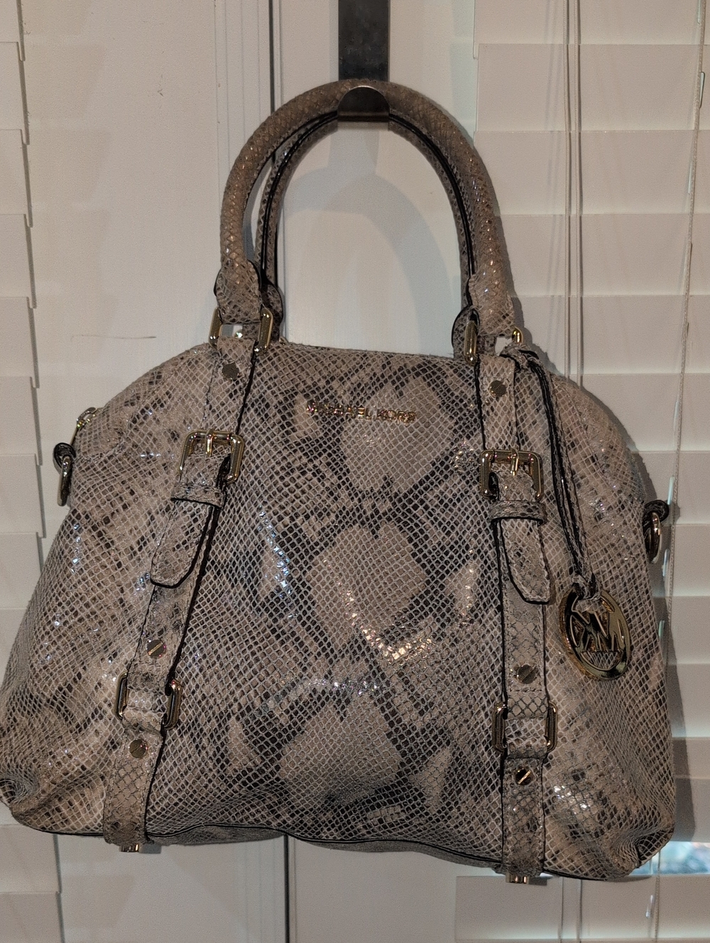 Michael Kors Bedford Snake Embossed Satchel Bowler